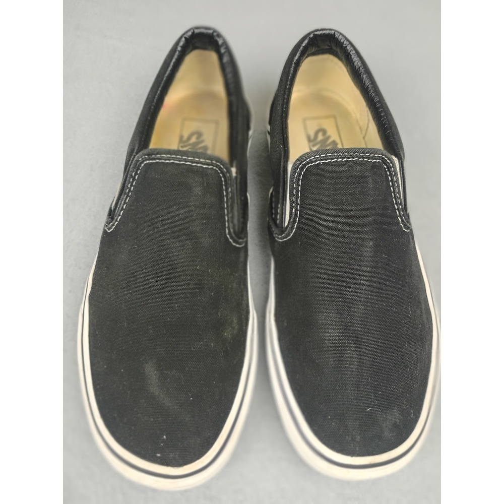 Vans Classic Slip-On Black Canvas Low Top Skate Shoes Sneakers Men 9 Women 10.5
